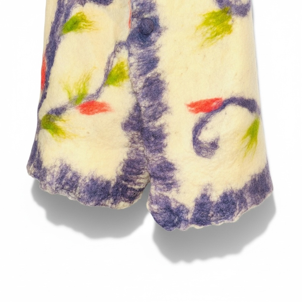 Colorful Artisan NUNO Felted Vest w/3 buttons Med - Picture 10 of 12